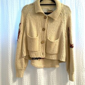 Anthropology Pilcro Horses Daisy Knot Utility Sweater size XSP